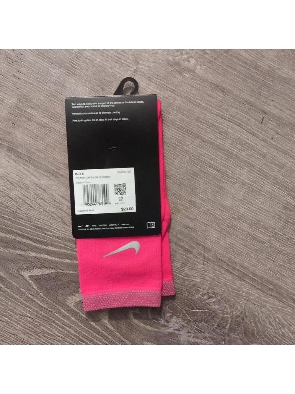 Nike Spark Pink Running Compression Socks Size 9.5-11